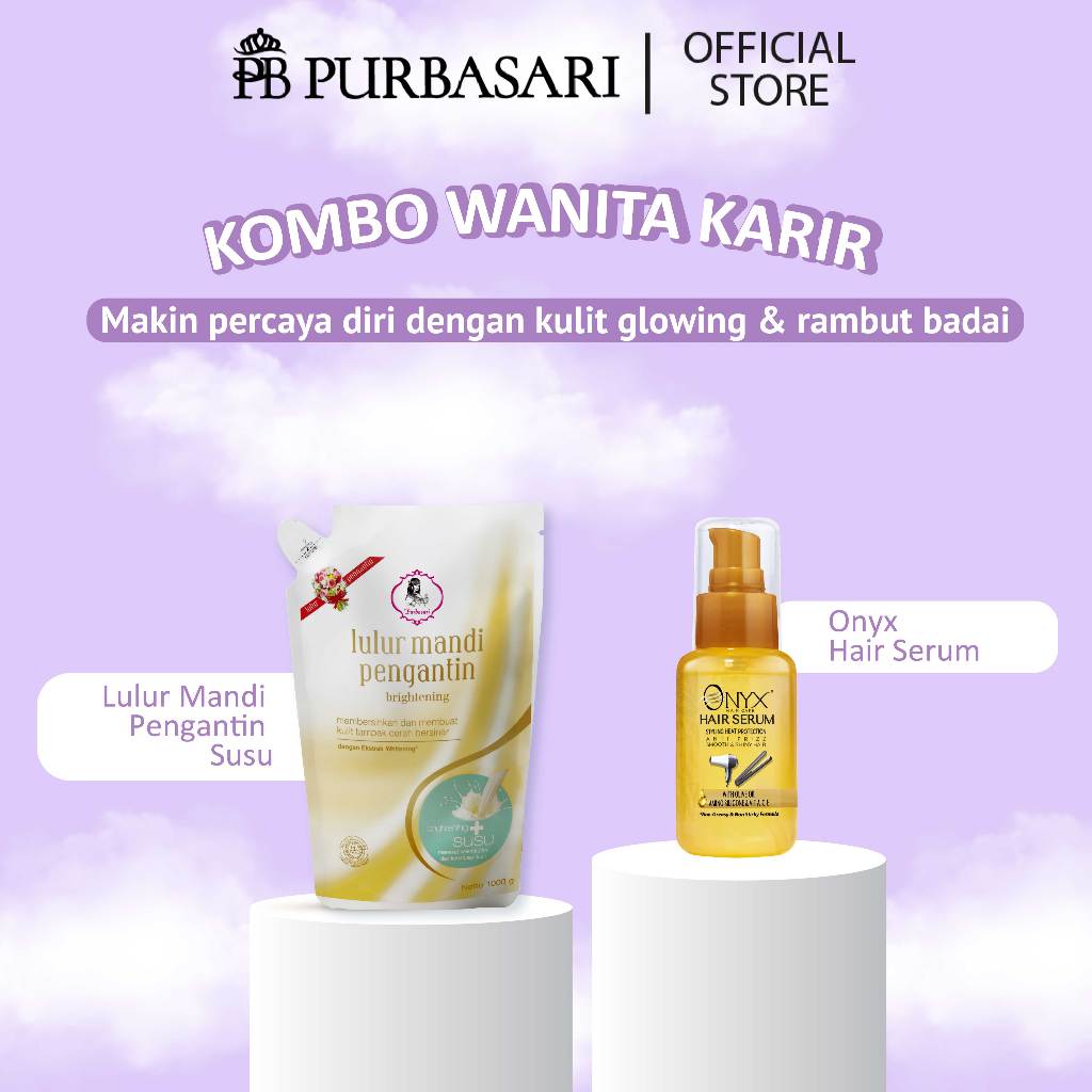 [ISI 2PCS] Purbasari Lulur Pengantin 1kg + Onyx Hair Serum 65ml | Serum Perawatan Rambut