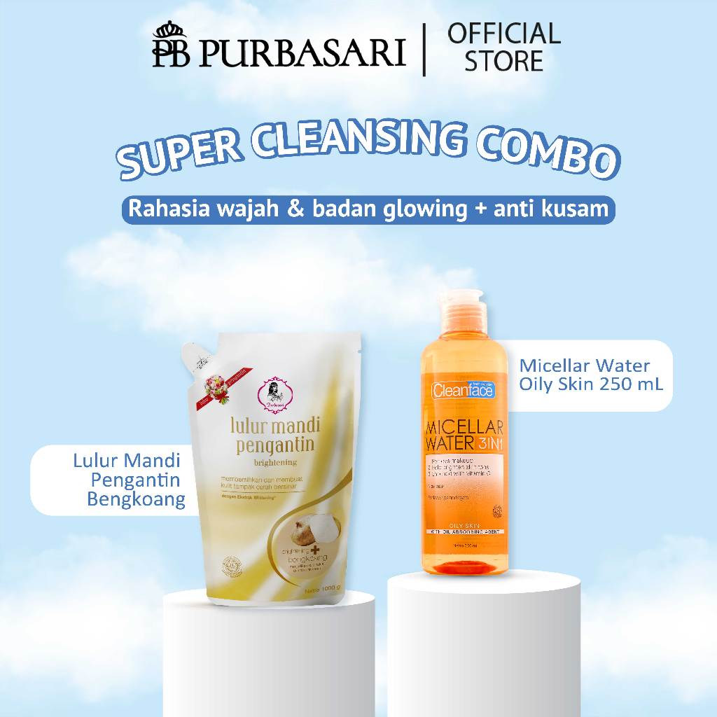 [ISI 2PCS] Purbasari Lulur Mandi Pengantin 1kg + Cleanface Micellar Water Oily Skin 250ml