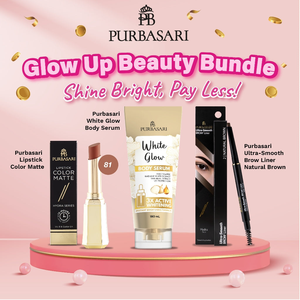 [ISI 3PCS] Purbasari Lipstick Color Matte 81 + Purbasari Ultra Smooth Brow Liner Natural Brown + Purbasari White Glow Body Serum 180ml