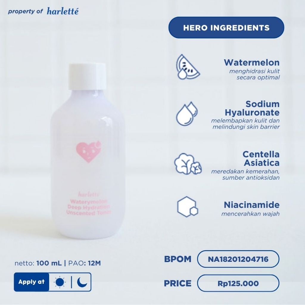 [BELI 2 LEBIH HEMAT] Harlette Waterymelon Deep Hydration Unscented Toner | Dry, Dehydrated, Combination, Sensitive Skin, Hydrating, Skincare Wajah