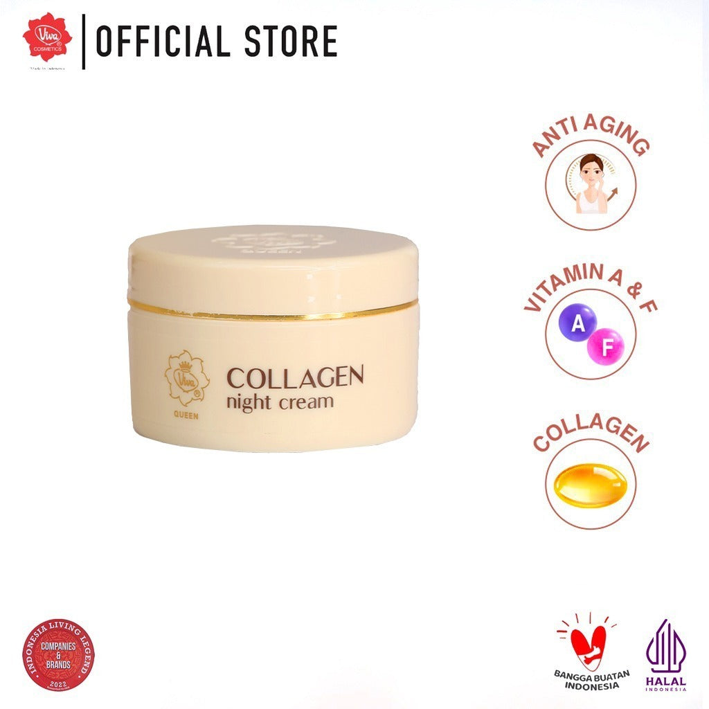 [Super Pack !!!] Viva Queen Collagen Night Cream with Vit A & F - 22gr - (2 pcs)