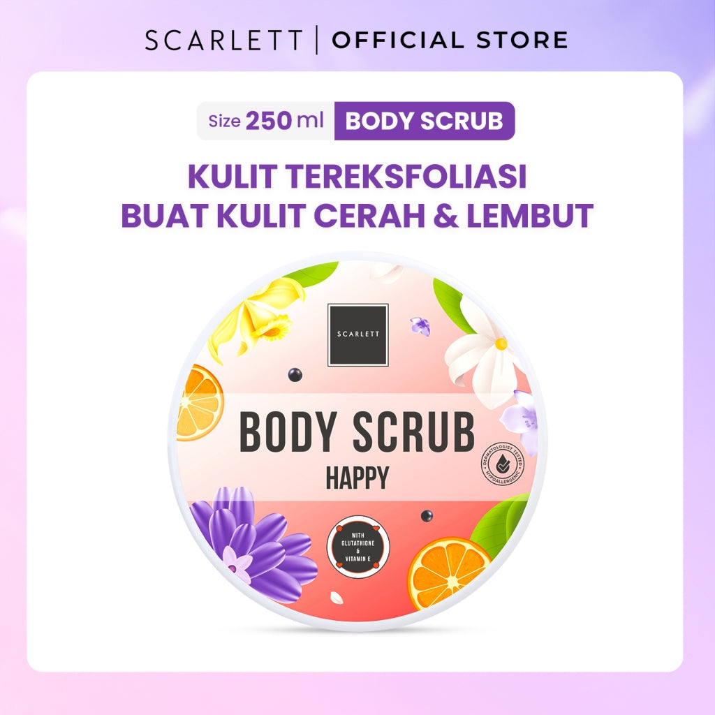 SCARLETT Body Care All Series - Body Scrub, Shower Scrub, Shower Gel, Body Serum, Body Lotion, Body Cream, Tube | Perawatan Tubuh Mencerahkan Melembutkan Eksfoliasi Kulit Melembabkan Kulit, Kulit Sehat Cerah Bersinar Wangi Seharian