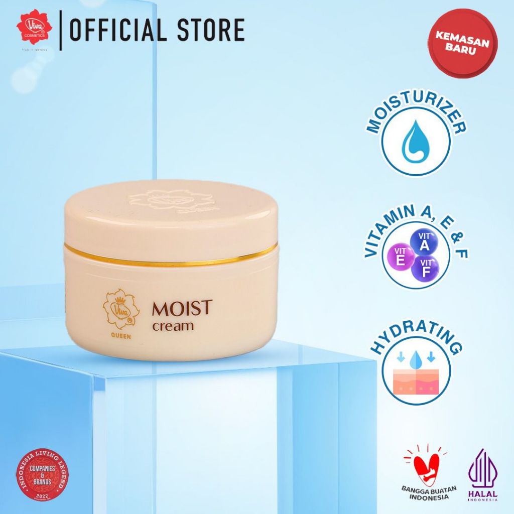 Viva Queen Moist Cream with Moisturizer, VIT A, E & F - 22 gr