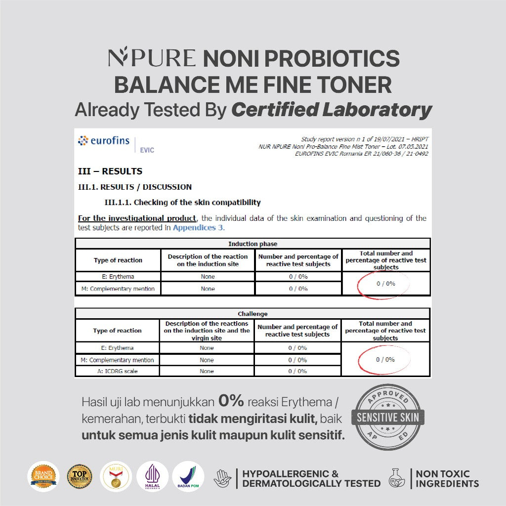 NPURE Toner Noni / Balance Me / Toner Kulit Sensitif Kemerahan / Toner Hypoallergenic / Semua Jenis Kulit / Eczema / Ceramide