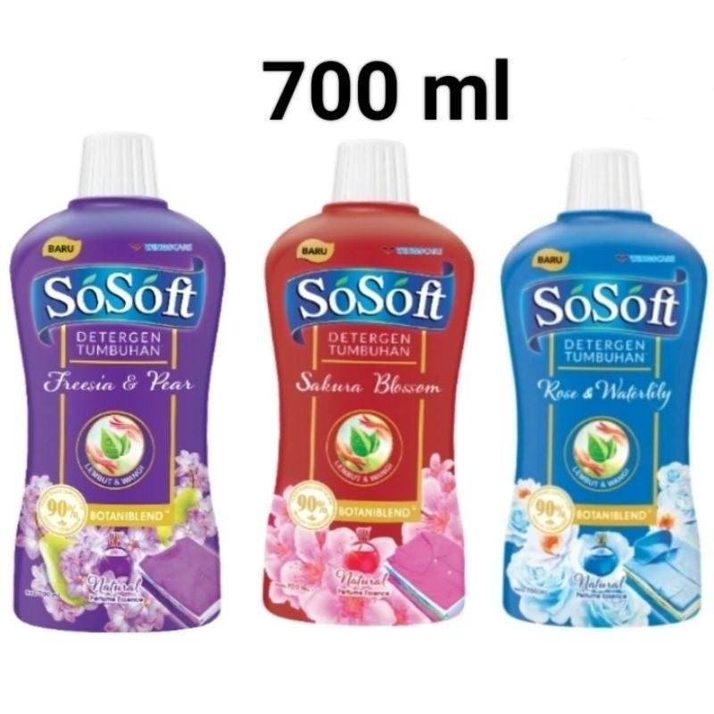 Sosoft Detergent Deterjen Cair Sabun Cuci Konsentrat 700 ML 3 varian Rasa / RENTENG Sachet 40 ML isi 8
