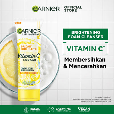 Garnier Bright Complete Pembersih Wajah Vitamin C 100 ml