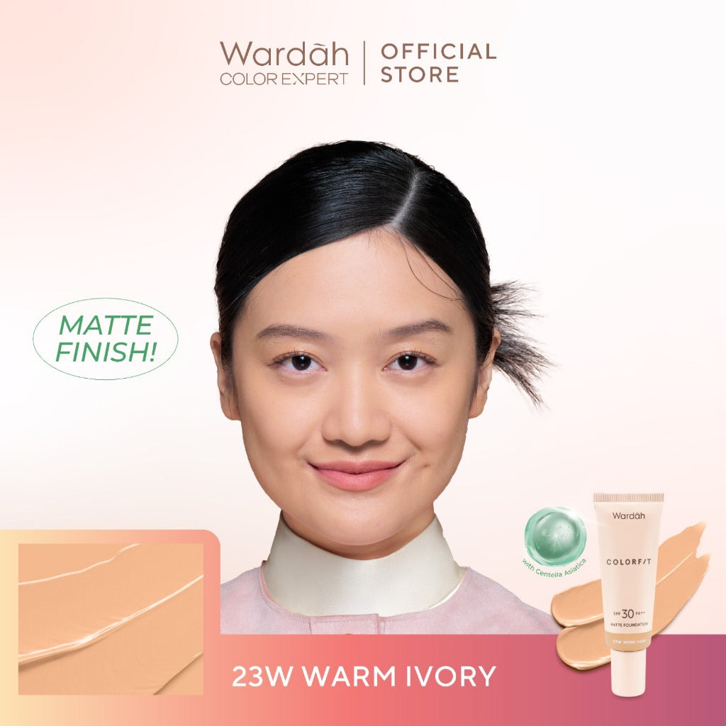 WARDAH Colorfit Matte Foundation - Liquid Foundation SPF 30PA++ dengan Oil Control & Tahan Lama Hingga 12 Jam - Makeup
