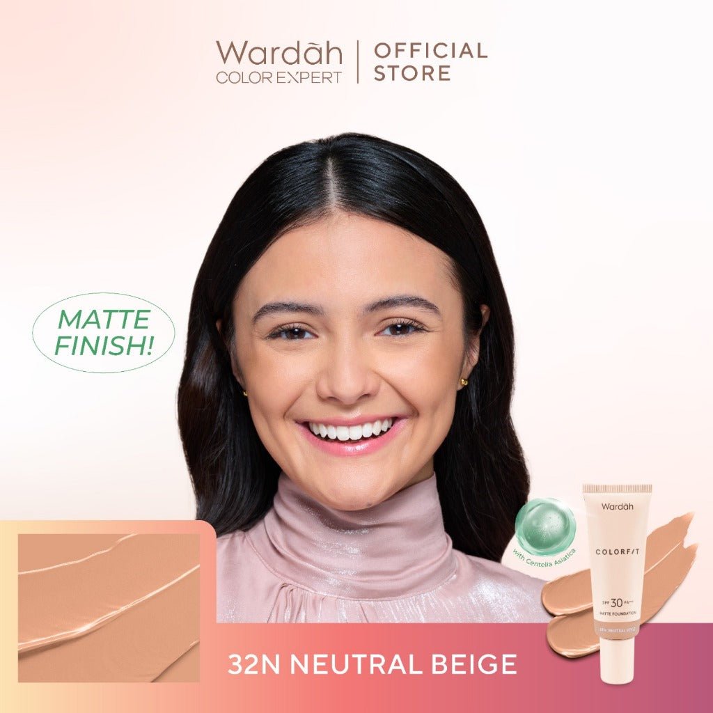 WARDAH Colorfit Matte Foundation - Liquid Foundation SPF 30PA++ dengan Oil Control & Tahan Lama Hingga 12 Jam - Makeup