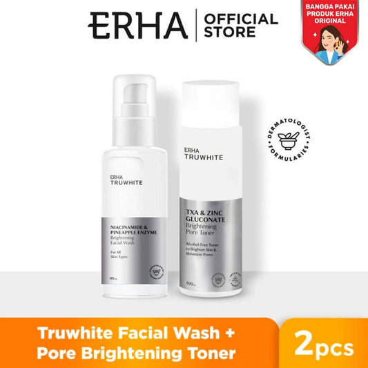 ERHA Bundle Truwhite Brightening Facial Wash 90 ml + Face Toner 100 ml - Sabun + Toner Pencerah Wajah