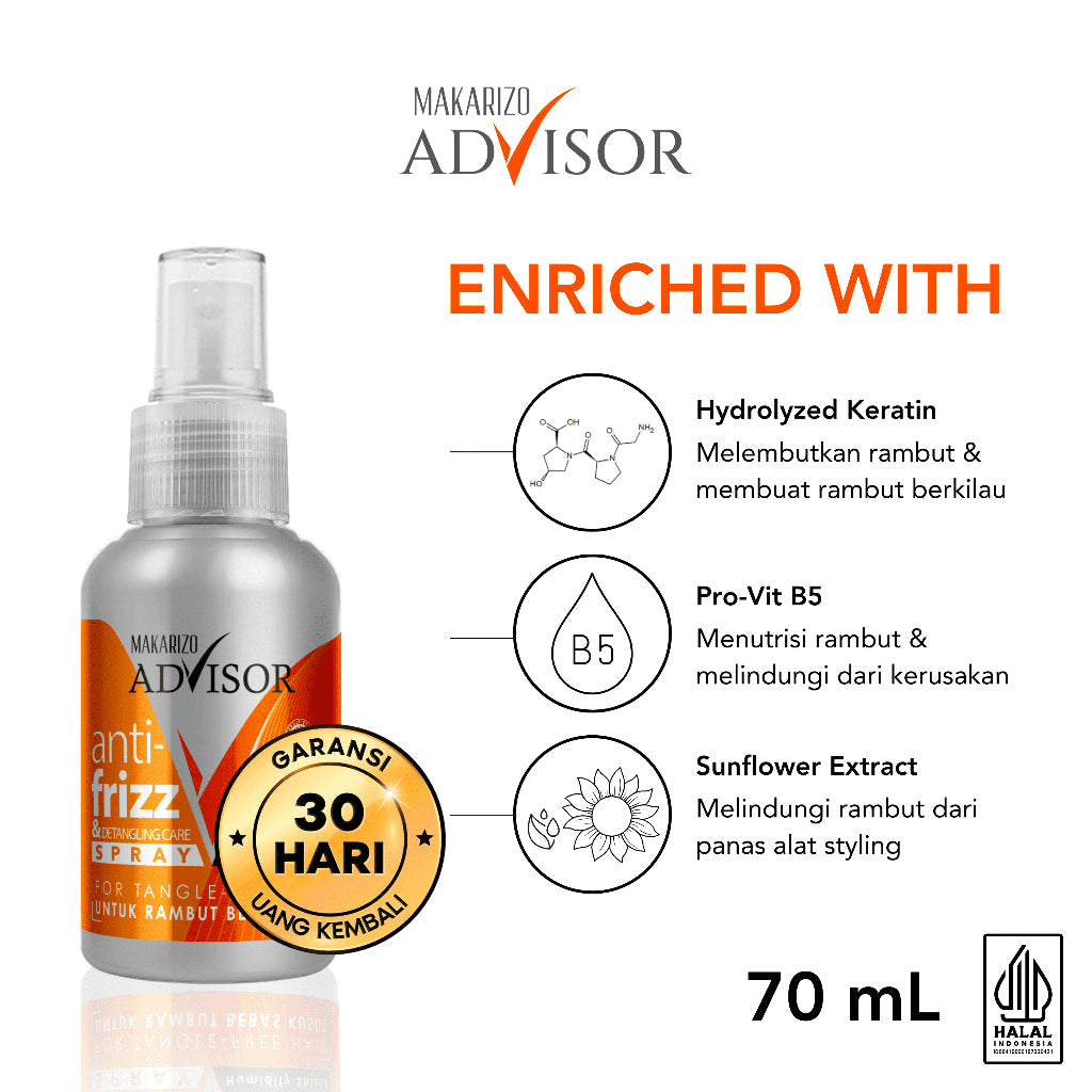 Paket Anti Rambut Rontok & Kusut - Makarizo Advisor Hair & Scalp Tonic 145 mL + Anti Frizz 70 mL