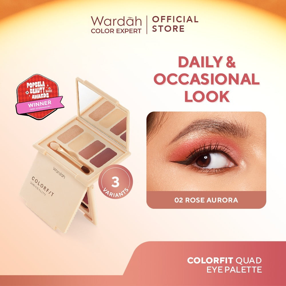WARDAH Colorfit Quad Eye Palette - Eyeshadow 4 in 1 Pigmented, Blendable, Mudah Digunakan - Eye shadow - Makeup