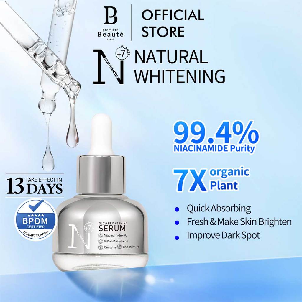 PREMIERE BEAUTE Whitening Serum 30ml  Niacinamide Centella Luminous White Glow Brightening Serum Kulit Kusam Noda Hitam Bekas Jerawat Eksfoliasi Brightening Serum serum wajah glowing dan putih untuk Kulit Kenyal HalusBebas Jerawat dan Tampak Mud