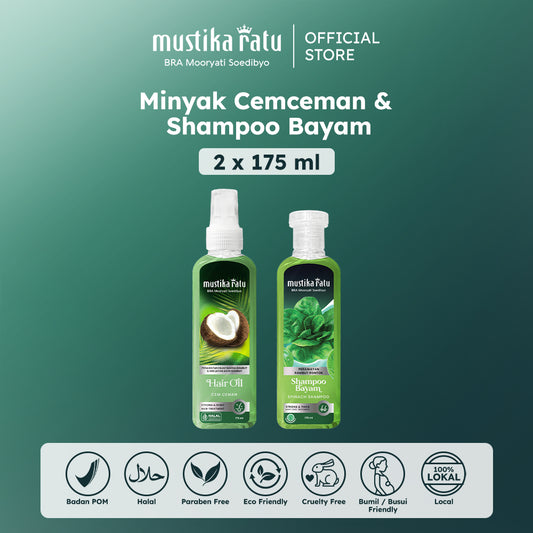Mustika Ratu Bundling Hair Care Minyak Cemceman 175ml & Shampoo Bayam 175ml
