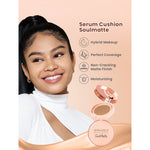 Hanasui Serum Cushion Soulmatte - Matte Finish UVA & UVB Protection Perfect Coverage Menyamarkan Pori-Pori Garis Halus Noda Wajah