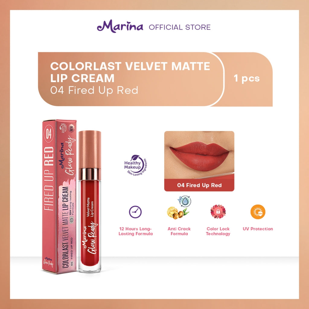 Marina Glow Ready Colorlast Velvet Matte Lip Cream 5ml - Exp Date : 05.2026