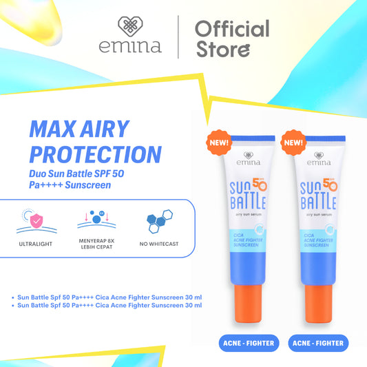 Emina Max Airy Protection - Duo Sun Battle Spf 50 Pa++++ (PAKET ISI 2 SUNSCREEN)