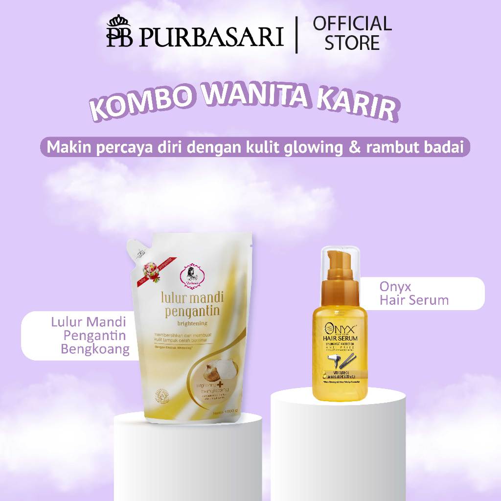 [ISI 2PCS] Purbasari Lulur Pengantin 1kg + Onyx Hair Serum 65ml | Serum Perawatan Rambut