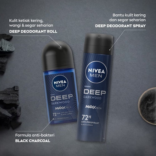 NIVEA MEN Travel Pack-8H Oil Clear Anti-Shine+Purify Cooling Foam 50mL+Deodorant Deep Roll-On 25mL