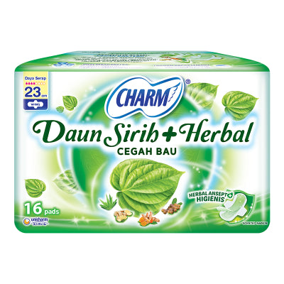 CHARM PEMBALUT WANITA WING DAUN SIRIH + HERBAL 23 CM 16 PCS