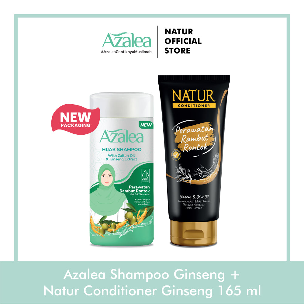 Azalea Hijab Shampoo 180 ML & Natur Conditioner 165 ml - Paket Perawatan Rambut Lepek Rontok