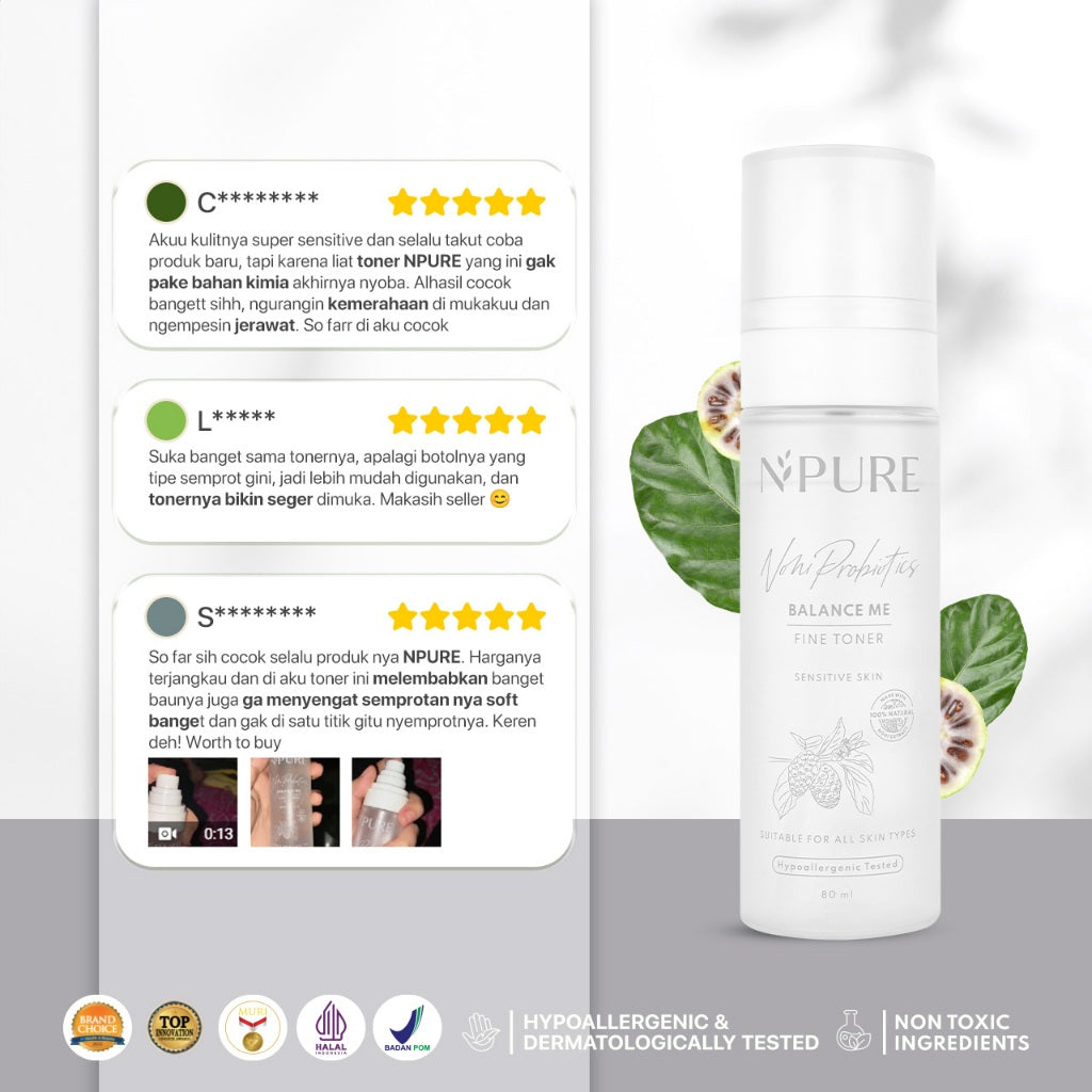 NPURE Toner Noni / Balance Me / Toner Kulit Sensitif Kemerahan / Toner Hypoallergenic / Semua Jenis Kulit / Eczema / Ceramide