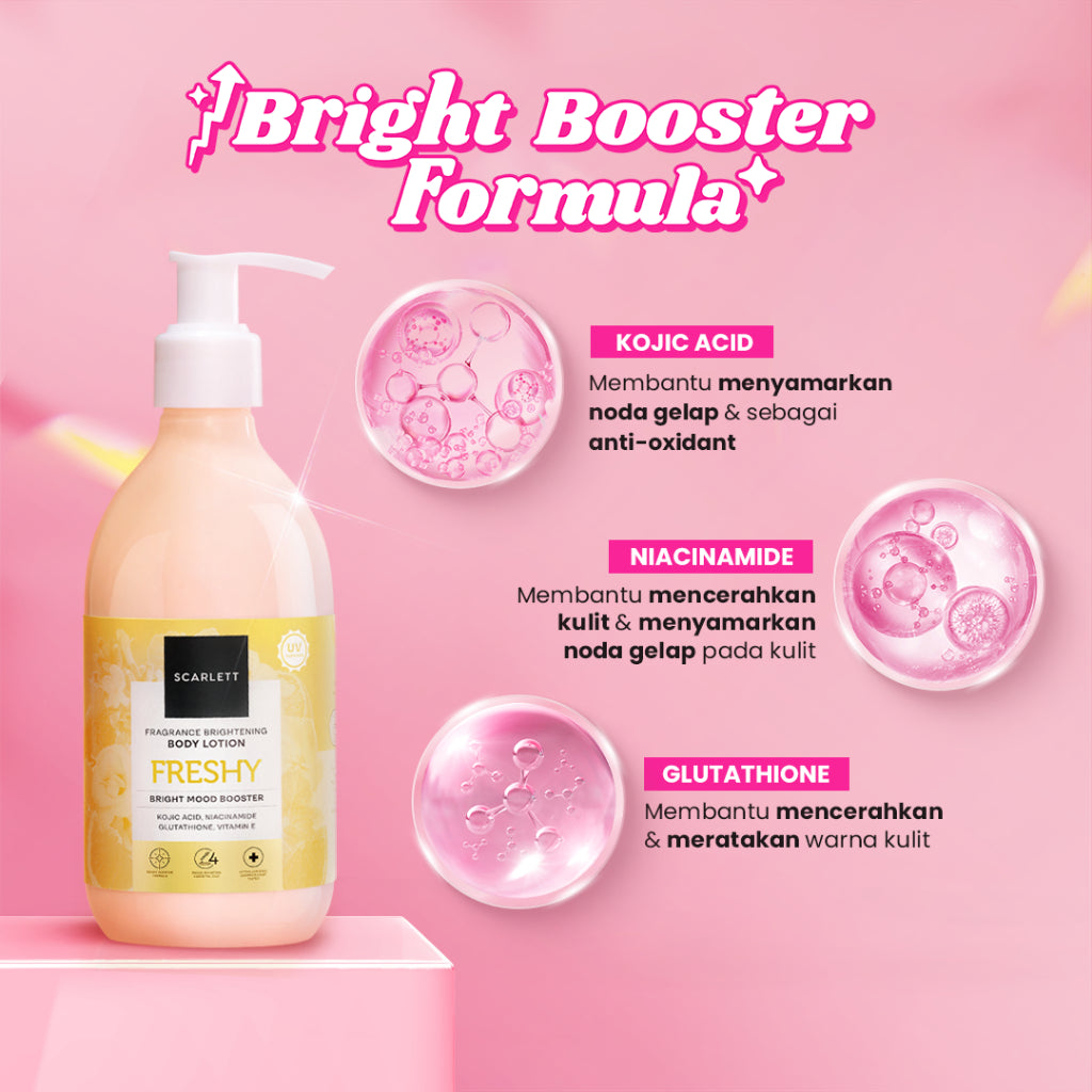 Scarlett Whitening New! Fragrance Brightening Body Lotion Bright Mood Booster Freshy
