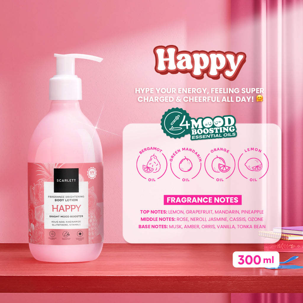 Scarlett Whitening New! Fragrance Brightening Body Lotion Bright Mood Booster Happy