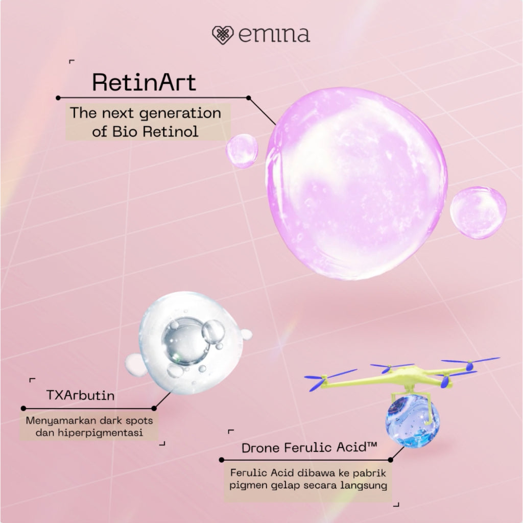 Emina GloRad+ High-Res Bright Glow Water-Sphere Serum - Serum Cerah Glowing Samarkan Dark Spot, dan Hempas Kulit Kusam