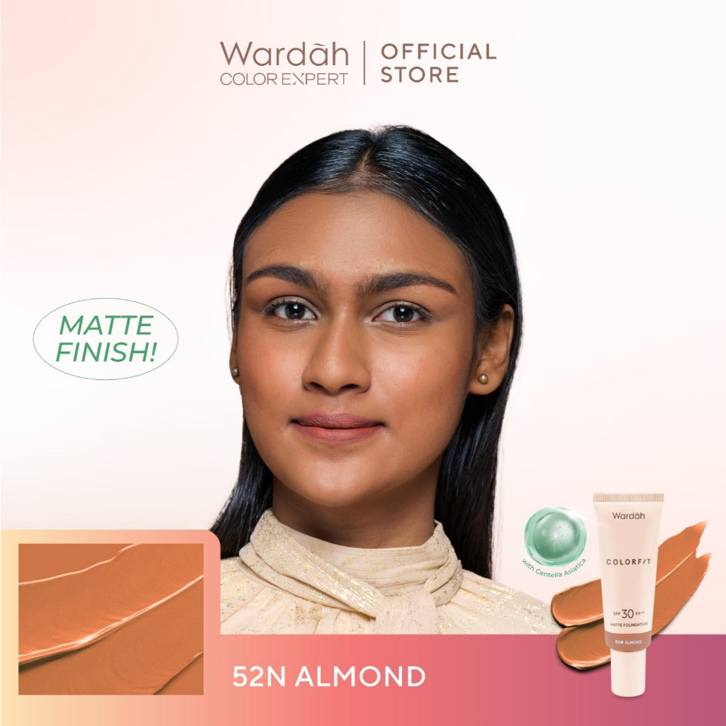 WARDAH Colorfit Matte Foundation - Liquid Foundation SPF 30PA++ dengan Oil Control & Tahan Lama Hingga 12 Jam - Makeup