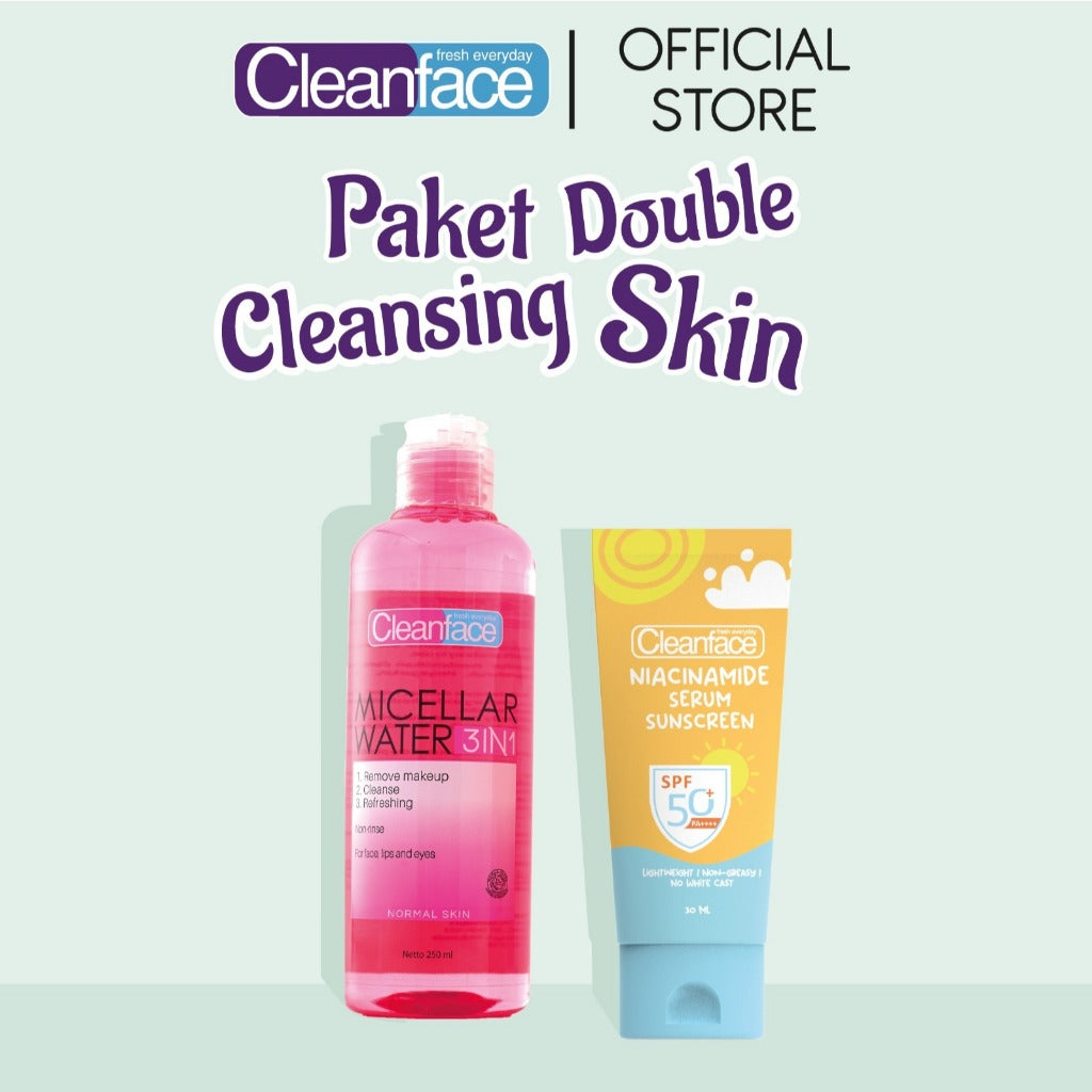 [DAPAT 2] Purbasari Cleanface Micellar Water 250ml & Sunscreen Niacinamide SPF 50++ - Makeup Remover Cleanser