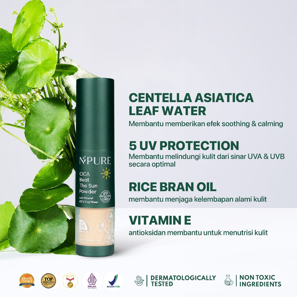 NPURE Bundle Cica Beat The Sun Matte + Cica Beat The Sun Powder / Acne Sunscreen / Untuk Kulit Berminyak / Sunscreen SPF++++