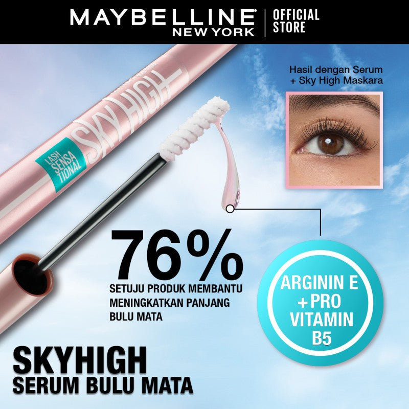 MAYBELLINE OFFICIAL Paket Makeup Mata Sky High Waterproof Mascara + Serum Bulu Mata | Maskara Eye Make up