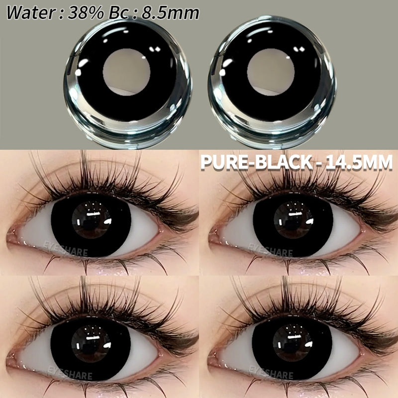 Eyeshare Putih Black Softlens 1Pasang 14.5mm Lensa Kontak Cosplay Softlen