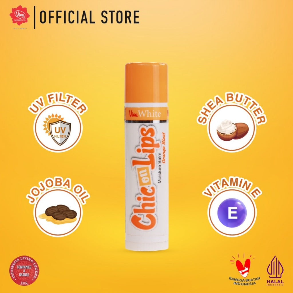 Viva White Moisture Balm Chic On Lips - Tersedia 4 Varian Rasa (with VIT E & UV FILTER -For Daily Use)