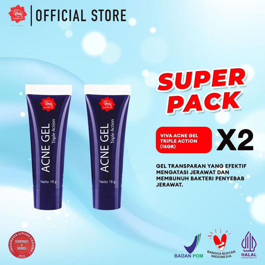 [Super Pack !!!] Viva Acne Gel Triple Action with Allantoin & Vit B5 - 15gr (2 Pcs)