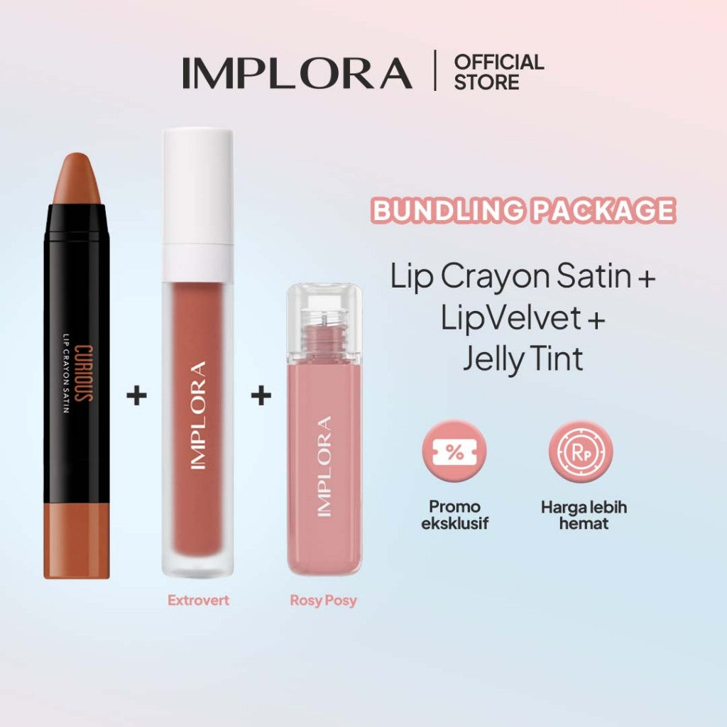 Implora Lip Crayon Satin 3,5 gr | Lipstik Ringan | Gloss Satin Finish