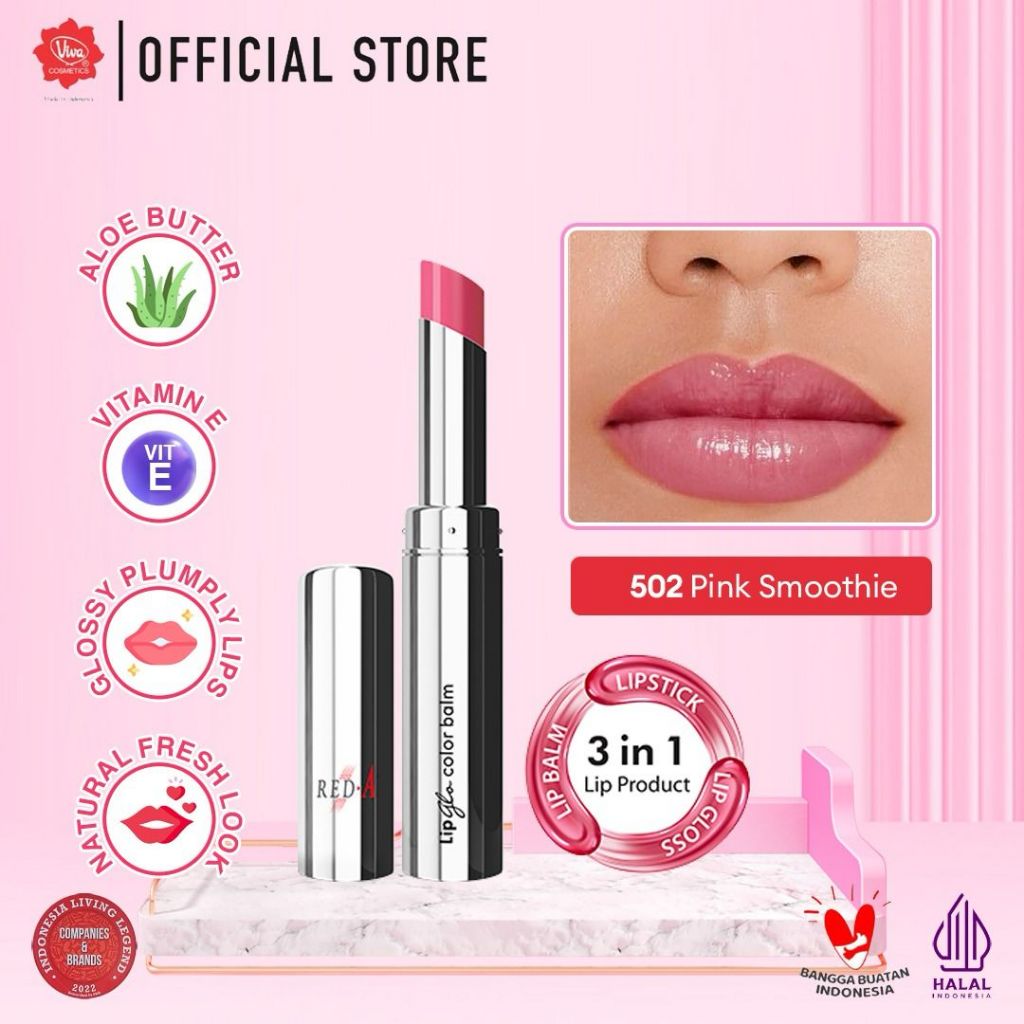 Red-A Lip Glo Color Balm 3 in 1 - LIPBALM, LIPGLOSS & LIPSTICK (tersedia 9 varian warna)