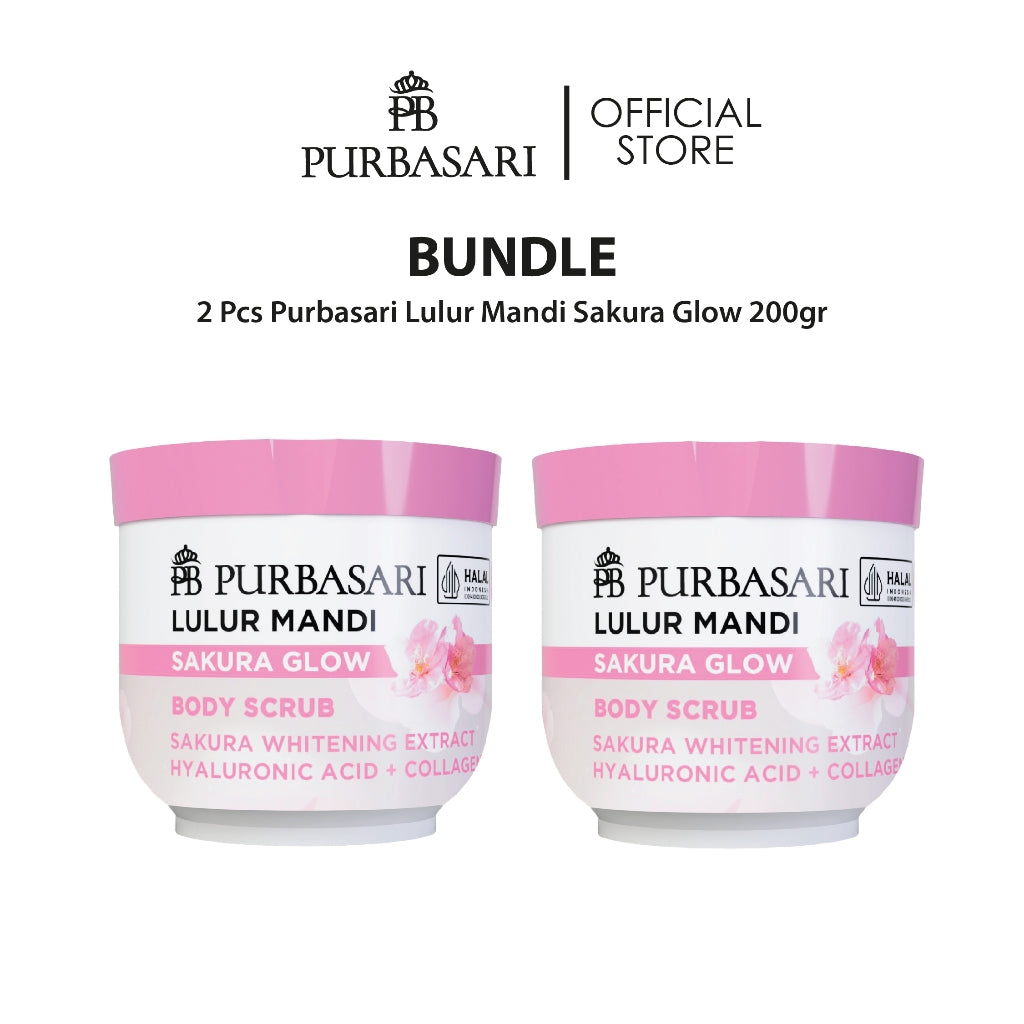 [Bundle Hemat] Purbasari Lulur Mandi Sakura 200 gr / Body Scrub - Mencerahkan - Melembabkan - menyamarkan flek hitam