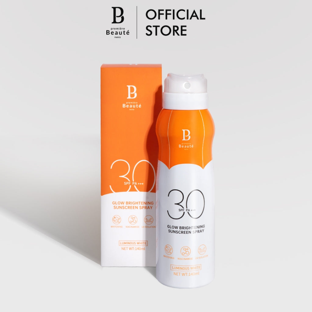 PREMIERE BEAUTE Sunscreen Spray 140ml (SPF 30 PA+++) White Skincare Series Suncreen wajah UV Waterproof Shield Barrier Anti-Aging Brightening Whitening Mencerahkan Wajah Melindungi Kulit dari Sinar Niacinamide Ceramide