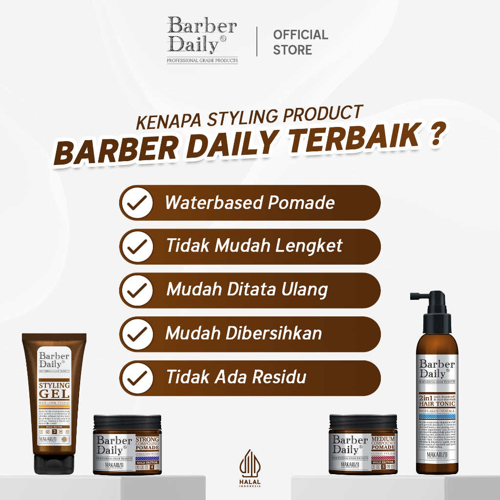 Makarizo Barber Daily Styling Gel Wet Look Tube 200mL