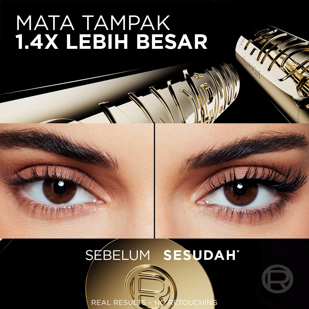 L'Oreal Paris Voluminous Panorama Waterproof Mascara, Smudgeproof, Clumps-free, 24H Longlasting, Panoramic Volume, Dramatic Volume - Maskara Waterproof Anti Air Tahan Lama Hingga 24 Jam Tahan Air Volume Dramatis Loreal Maskara Makeup Make Up