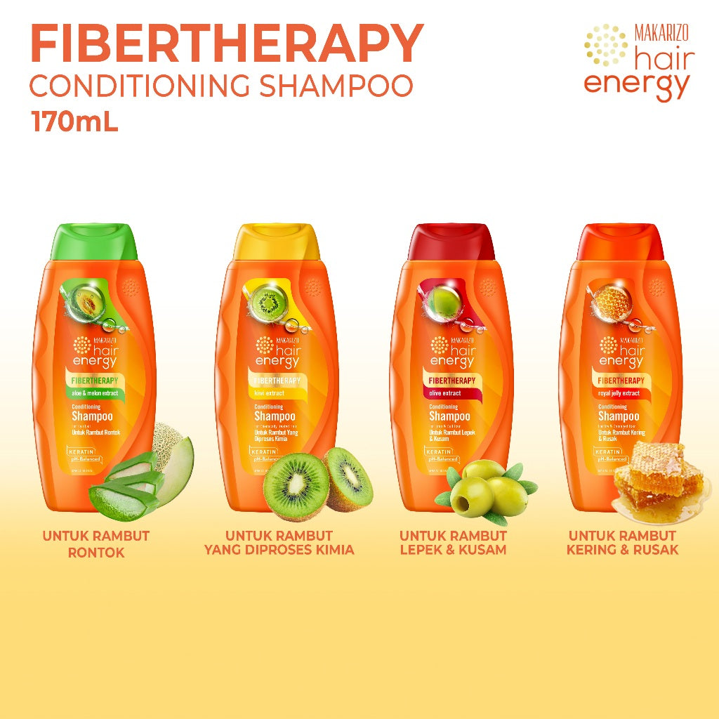 PAKET ISI 2 - Makarizo Hair Energy Fibertherapy Conditioning Shampoo Royal Jelly 170mL