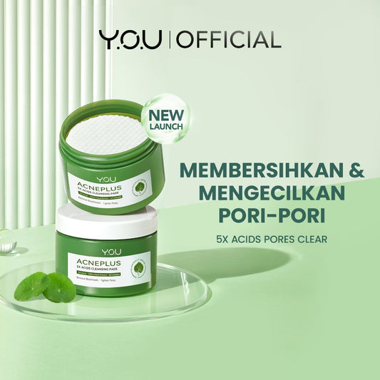 YOU AcnePlus 5X Acids Exfoliating Pads Pads Anti Jerawat Eksfoliasi Kulit Berminyak Bebas Jerawat 30 pads