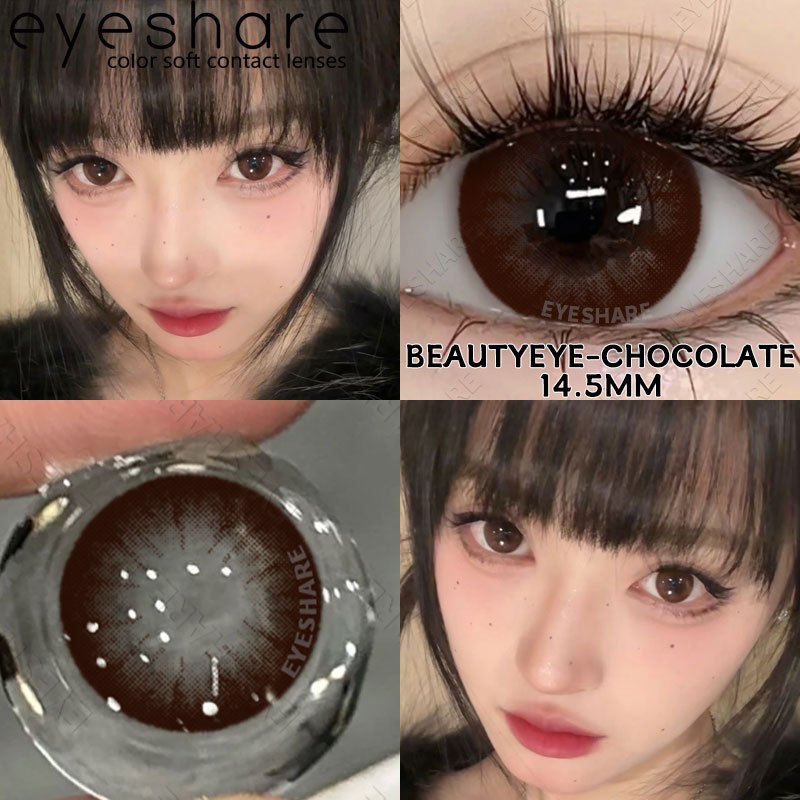 Eyeshare Softlens Big Eyes Beautyeye Chocolate 1Pasang 14.5mm Lensa Black Softlen