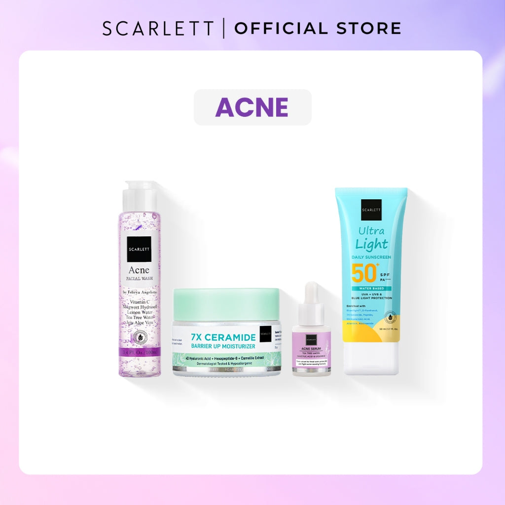 Scarlett Whitening 4pcs Skincare Daily Routine ( Acne, Brightly, Exfoliate )