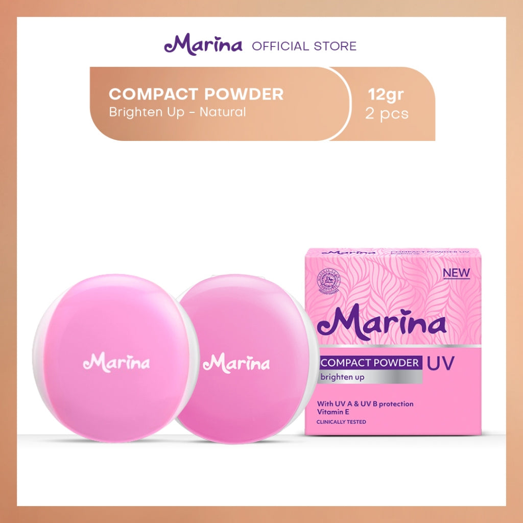 Marina Glow Ready UV Brighten Up Compact Powder Natural 12G [2pc] - Exp date : 06.2027