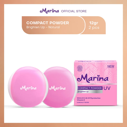 Marina Glow Ready UV Brighten Up Compact Powder Natural 12G [2pc] - Exp date : 06.2027