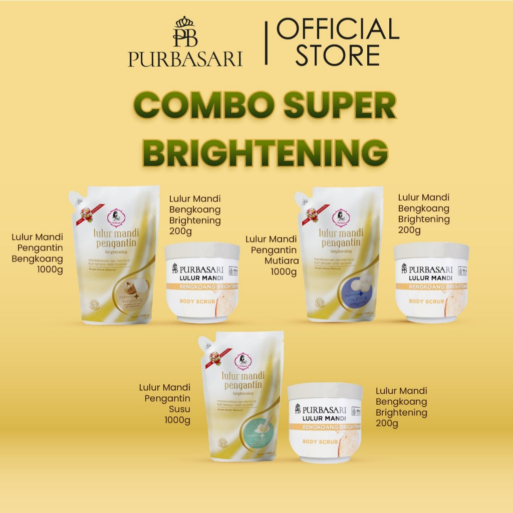 [BUNDLE PRAKTIS] Purbasari Lulur Mandi Pengantin 1Kg & Lulur Mandi Bengkoang 200G