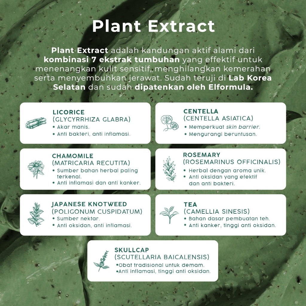 ELFORMULA Intensive Pore Clarifying Mugwort Mask - Clay Mask Mud Mask Acne Pembersih Pori-pori Pores Eksfoliasi Wash Off Masker Wajah Glowing Claymask Komedo Kulit Jerawat Sensitif