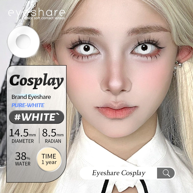 Eyeshare Softlens 14.5MM 1Pasang Lensa Kontak Putih Buta Putih Cosplay Mata Halloween Softlen